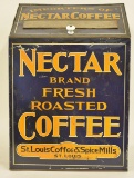 Vintage Tin Litho Nectar Coffee Store Display Bin
