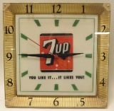 Vintage 7up Lighted Advertising Clock