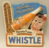 Vintage Whistle Chalkware Advertising Thermometer