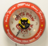 Cat's Paw Cat-Tex Shoe Soles Advertising Clock