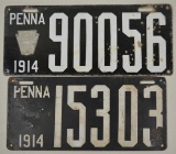 1914 Pennsylvania Porcelain License Plate Lot