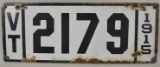 1915 Vermont 4-Digit Porcelain License Plate