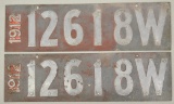 1912 Wisconsin License Plate Matching Set