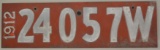 1912 Wisconsin 5-Digit License Plate