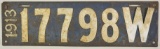 1913 Wisconsin 5-Digit License Plate