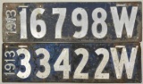 1913 Wisconsin License Plate Lot
