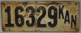 1913 Kansas First Issue License Plate