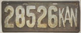1914 Kansas Second Issue License Plate