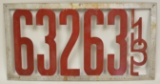 1913 Illinois Die-Cut License Plate