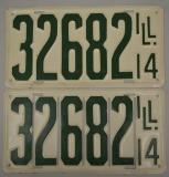 1914 Illinois License Plate Matched Pair Set