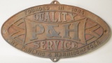 1930s Pawling & Harnischfeger Cast Iron Sign