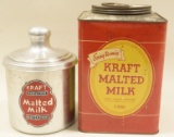 Lot of Kraft Malted Milk  Metal Canisters