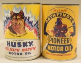 Lot of 2 Reproduction OIl Cans- Husky & Pioneer