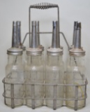 Standard Oil Quart Oil Bottles w/ Carrier