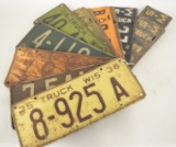 Lot Of Wisconsin Truck License Plates 1926-1936