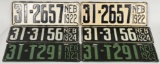 1922-1924 Nebraska License Plate Matching Set Lot