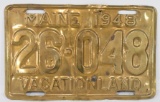 1948 5-Digit Brass Maine License Plate