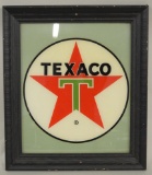 Framed Glass Texaco Advertising Decal Sign