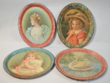 Lot Of 4 Tin Litho Advertising Serving / Beer Tray