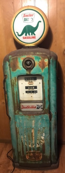Original Sinclair Gas Pump W/ Reproduction Globe
