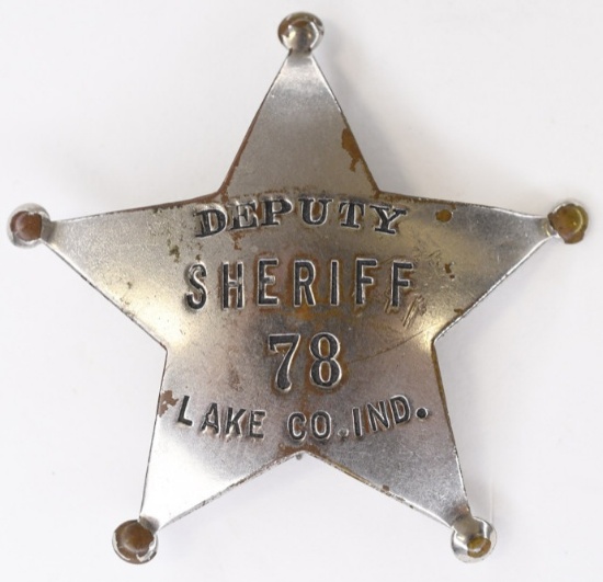 Early Obsolete Lake Co. Deputy Sheriff Badge No.78