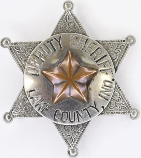 Early Obsolete Lake Co. Ind. Deputy Sheriff Badge