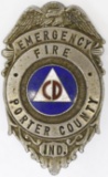 Obsolete Porter County CD Fire Emergency Badge