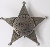 Early Obsolete Lake Co. Ind. Deputy Sheriff Badge