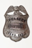 Obsolete Peru Indiana Police Corporal Badge