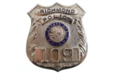 Obsolete Richmond Indiana Police Badge #109
