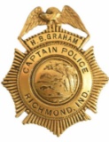 Named Obsolete Richmond IN. Police Captain Badge