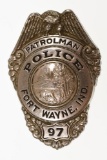 Obsolete Fort Wayne Indiana Patrolman Badge #97