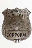 Obsolete Evansville Indiana Police Corporal Badge