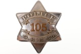 G.H. Hammond Meat Packing Co. Police Badge #105