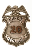 Early Obsolete Muncie Indiana Police Badge #20