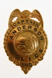 Obsolete Anderson Indiana Police Captain Badge