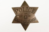 First Issue East Chicago Indiana Police Badge #5