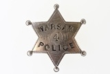 Obsolete Warsaw Indiana Police Badge #4