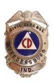 Obsolete Veedersburg Indiana Civil Defence Badge
