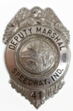 Obsolete Speedway Indiana Deputy Marshal Badge #41