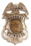 Obsolete Edinburg Indiana Marshal Badge