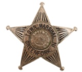 Obsolete Greenfork Indiana Town Marshal Badge
