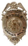 Obsolete Carrier Mills IL Police Patrolman Badge