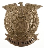 Obsolete State Of Illinois Rabies Warden Hat Badge