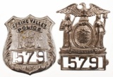 Obsolete Spring Valley New York Police Badge Set