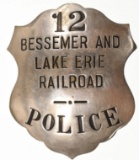 Obsolete Bessemer & Lake Erie RR Police Badge #12