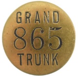 Obsolete Grand Trunk Railroad Employee Badge #865