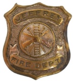 Obsolete Jeffrey Fire Department Badge