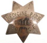 Early Obsolete Medicine Park Police Chief Badge