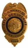 Obsolete Scott Co. Iowa Spl. Deputy Sheriff Badge